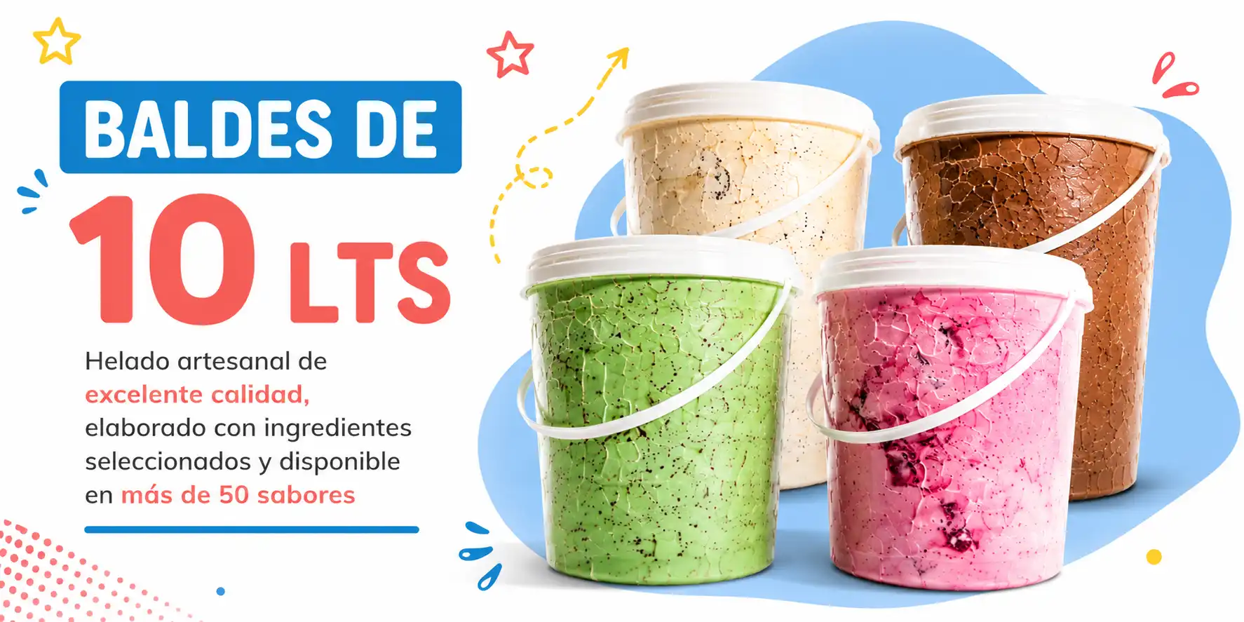 Linea de baldes de 10 litros de helados Carry